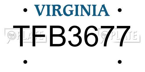 TFB3677 Virginia License Plate