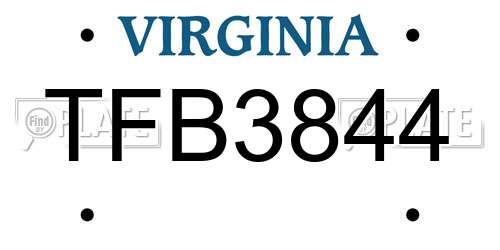 TFB3844 Virginia License Plate
