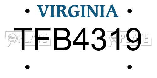 TFB4319 Virginia License Plate