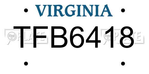 TFB6418 Virginia License Plate