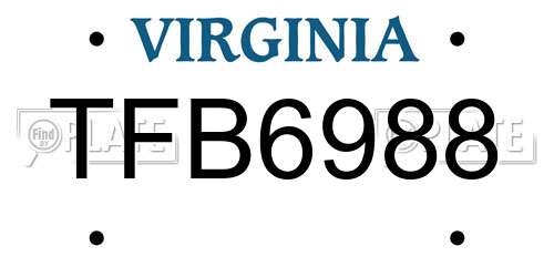 TFB6988 Virginia License Plate
