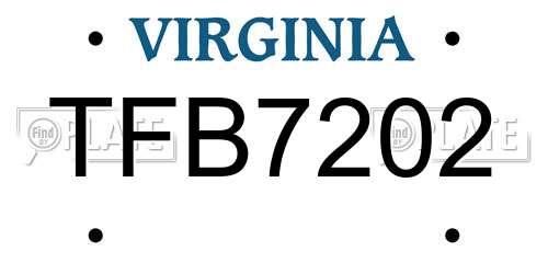 TFB7202 Virginia License Plate