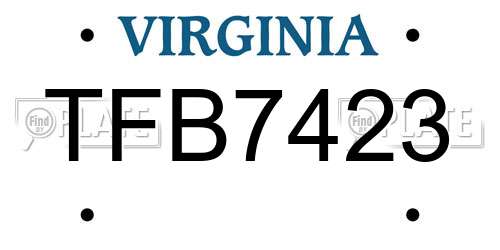 TFB7423 Virginia License Plate