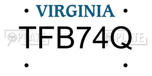 TFB74Q Virginia License Plate