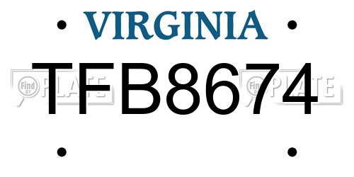 TFB8674 Virginia License Plate