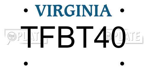 TFBT40 Virginia License Plate