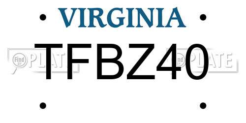 TFBZ40 Virginia License Plate