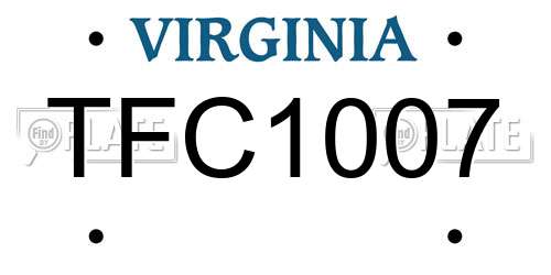 TFC1007 Virginia License Plate