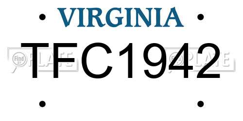 TFC1942 Virginia License Plate