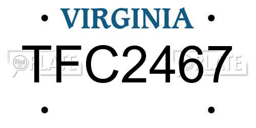 TFC2467 Virginia License Plate