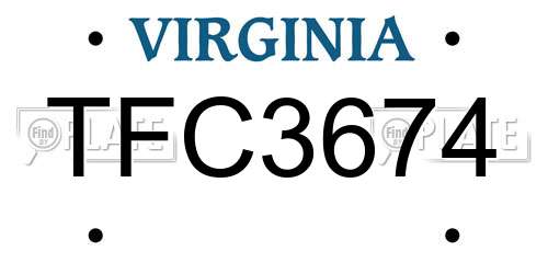 TFC3674 Virginia License Plate