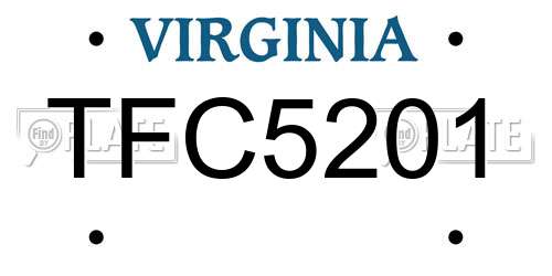 TFC5201 Virginia License Plate