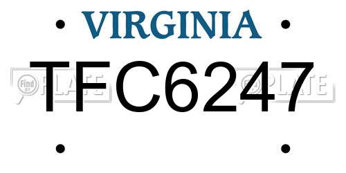 TFC6247 Virginia License Plate