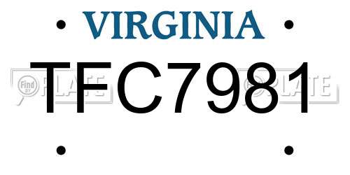 TFC7981 Virginia License Plate