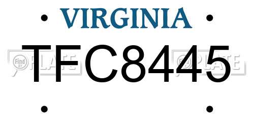 TFC8445 Virginia License Plate