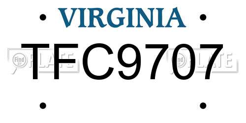 TFC9707 Virginia License Plate