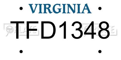 TFD1348 Virginia License Plate