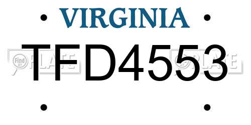 TFD4553 Virginia License Plate