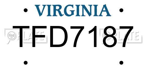 TFD7187 Virginia License Plate