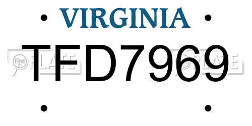 TFD7969 Virginia License Plate