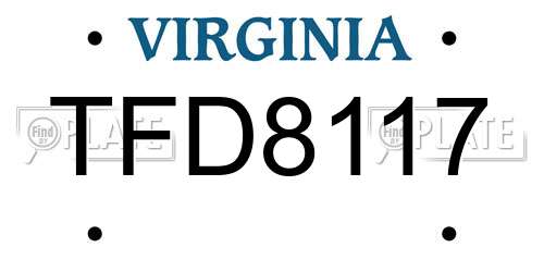 TFD8117 Virginia License Plate