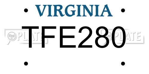 TFE280 Virginia License Plate