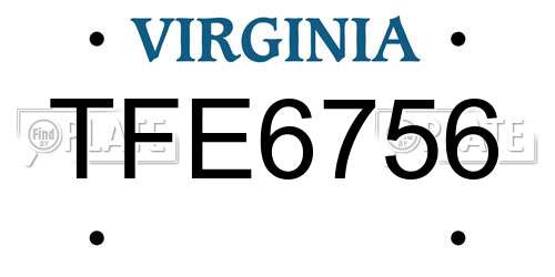 TFE6756 Virginia License Plate