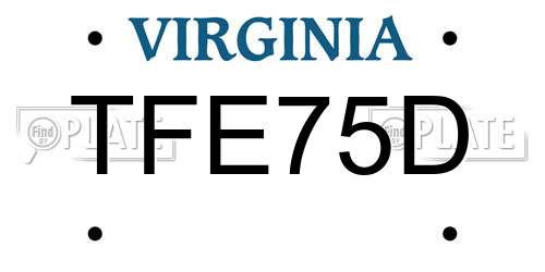 TFE75D Virginia License Plate