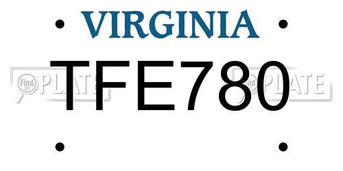 TFE780 Virginia License Plate
