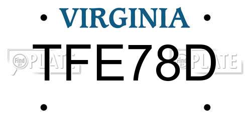 TFE78D Virginia License Plate