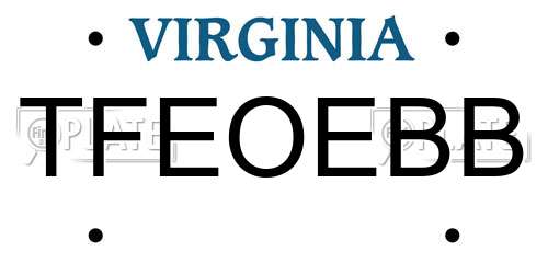 TFEOEBB Virginia License Plate