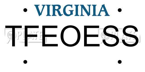 TFEOESS Virginia License Plate