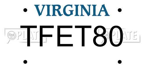 TFET80 Virginia License Plate