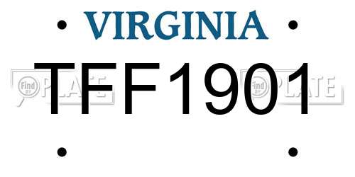 TFF1901 Virginia License Plate