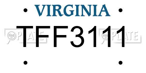 TFF3111 Virginia License Plate