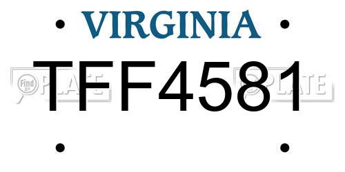 TFF4581 Virginia License Plate