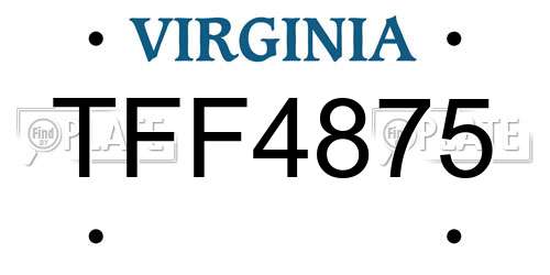 TFF4875 Virginia License Plate