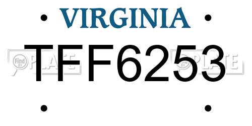 TFF6253 Virginia License Plate