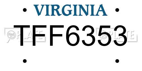 TFF6353 Virginia License Plate