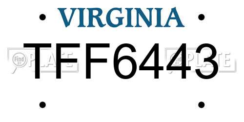 TFF6443 Virginia License Plate