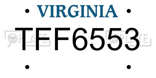 TFF6553 Virginia License Plate
