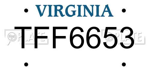 TFF6653 Virginia License Plate
