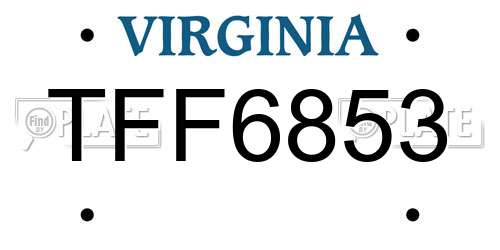 TFF6853 Virginia License Plate