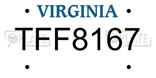 TFF8167 Virginia License Plate