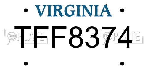TFF8374 Virginia License Plate