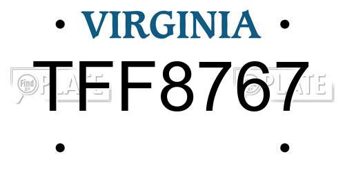 TFF8767 Virginia License Plate