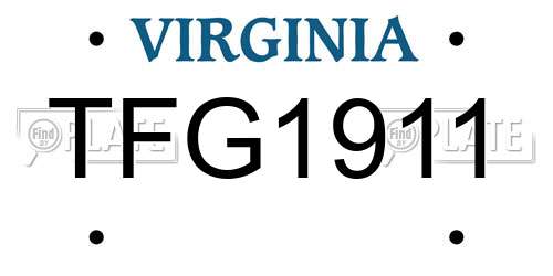 TFG1911 Virginia License Plate