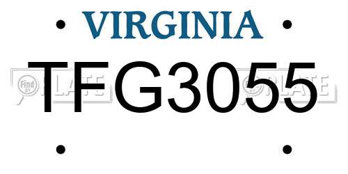 TFG3055 Virginia License Plate