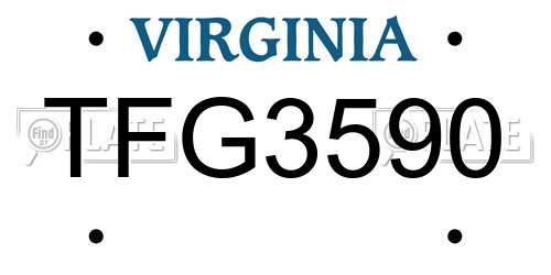 TFG3590 Virginia License Plate