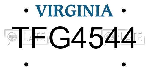 TFG4544 Virginia License Plate